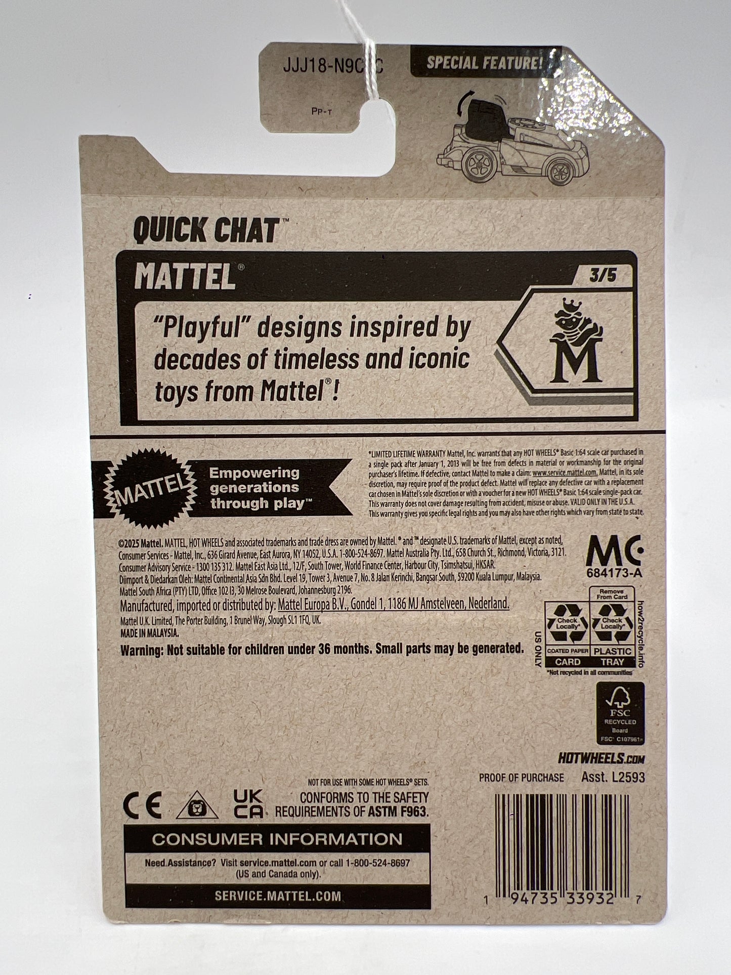 2026 Hot Wheels C Case Mattel #49 Quick Chat White