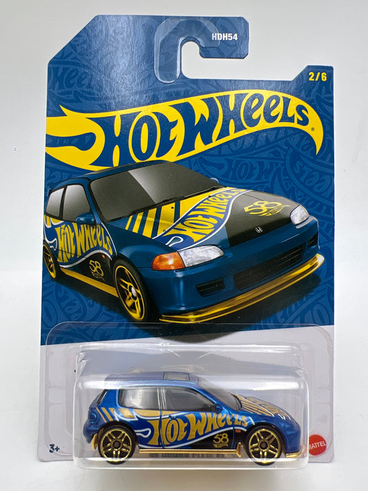 Hot Wheels 58th Anniversary Pearl and Chrome #2 92 Honda Civic EG Blue