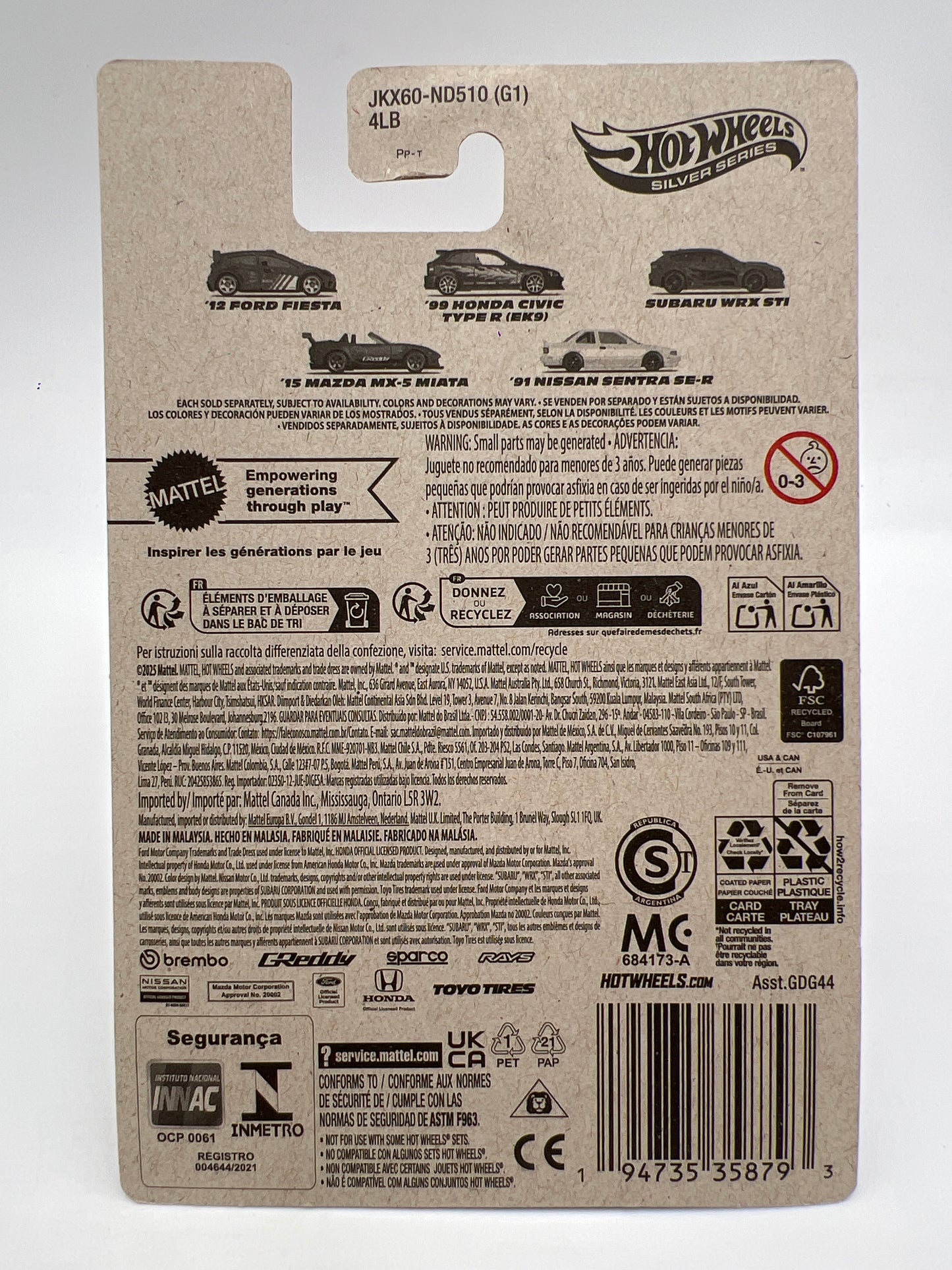 2025 Hot Wheels Silver Series Compact Kings #5 91 Nissan Sentra SE-R White 161A