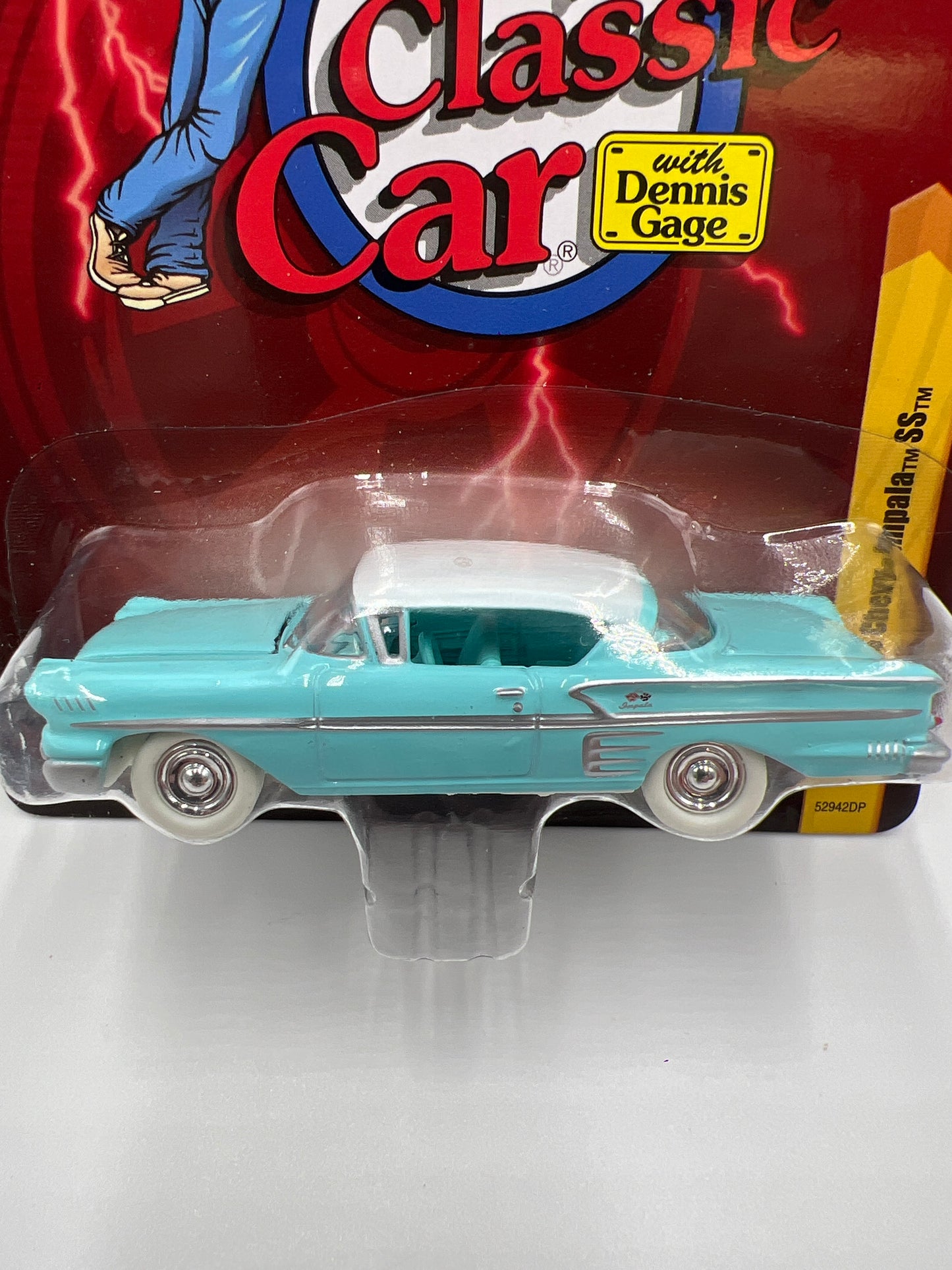Johnny Lightning SIGNED My Classic Car JL25 1958 Chevy Impala SS Light Blue White Lightning Chase W/Protector VHTF