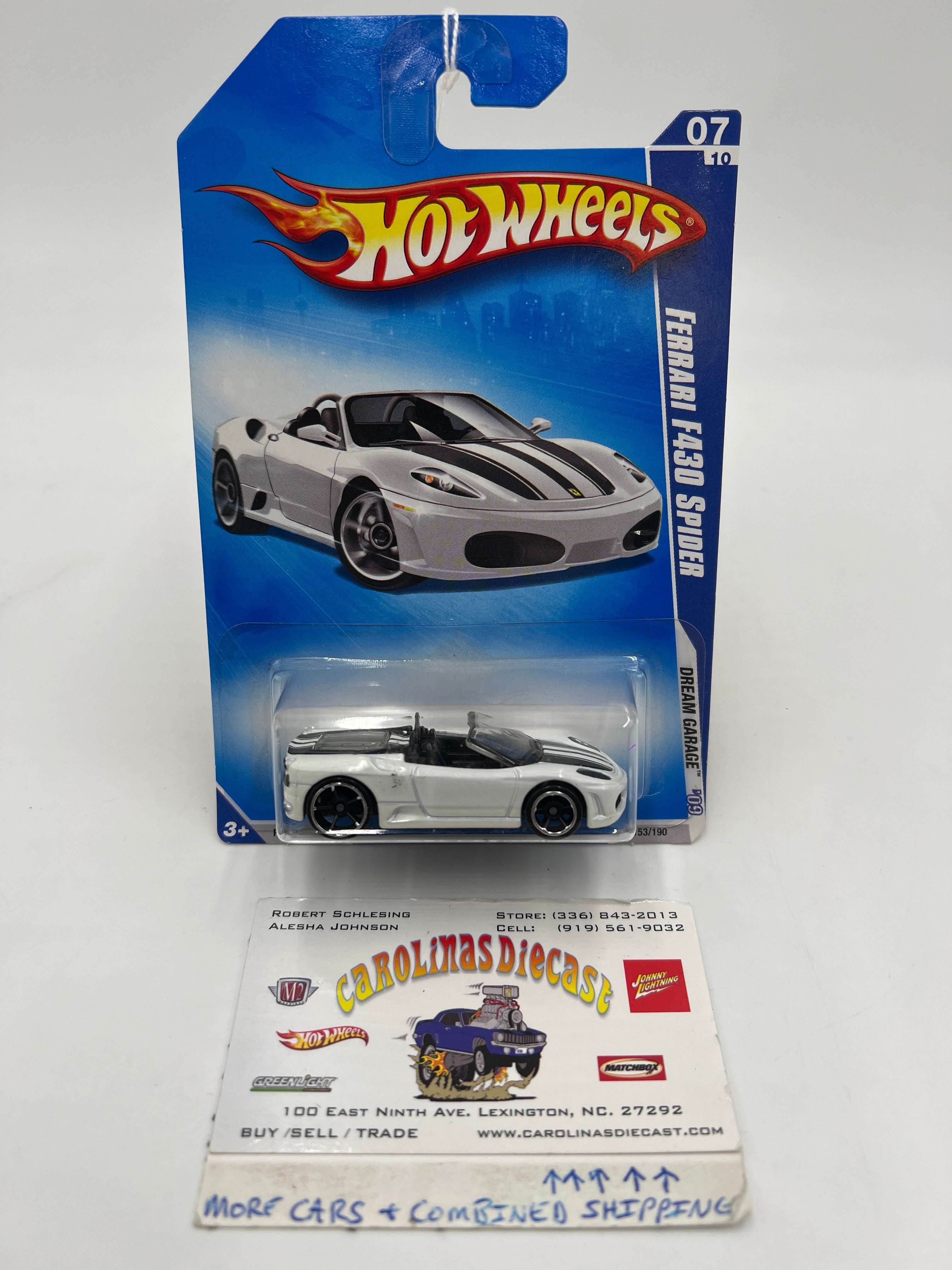 2009 Hot Wheels 153 Ferrari F430 Spider White carolinasdiecast