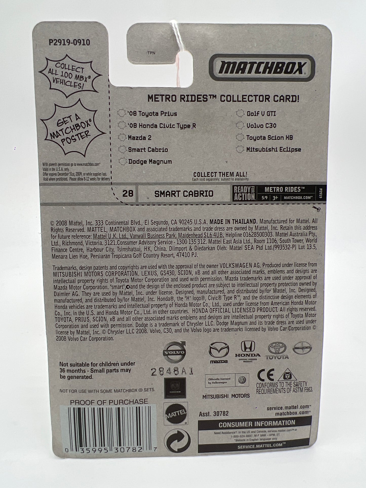 Matchbox Metro Rides #28 Smart Cabrio Green 215A