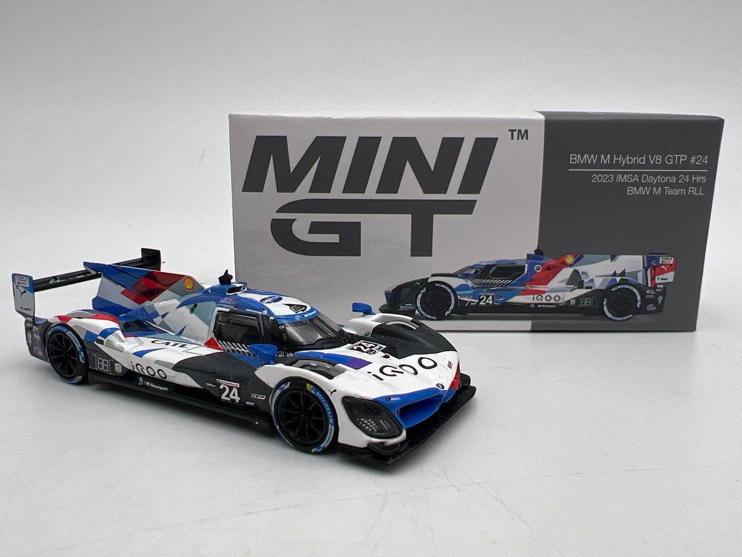 Mini GT #670 BMW M Hybrid V8 GTP #24 2023 IMSA Daytona 24 Hrs M Team RLL
