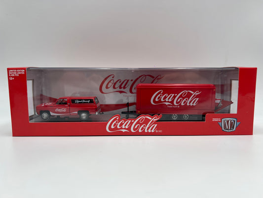 M2 Machines Haulers TW23 Coca Cola 1973 Chevrolet Cheyenne 10 & 1957 Sedan Delivery Gasser