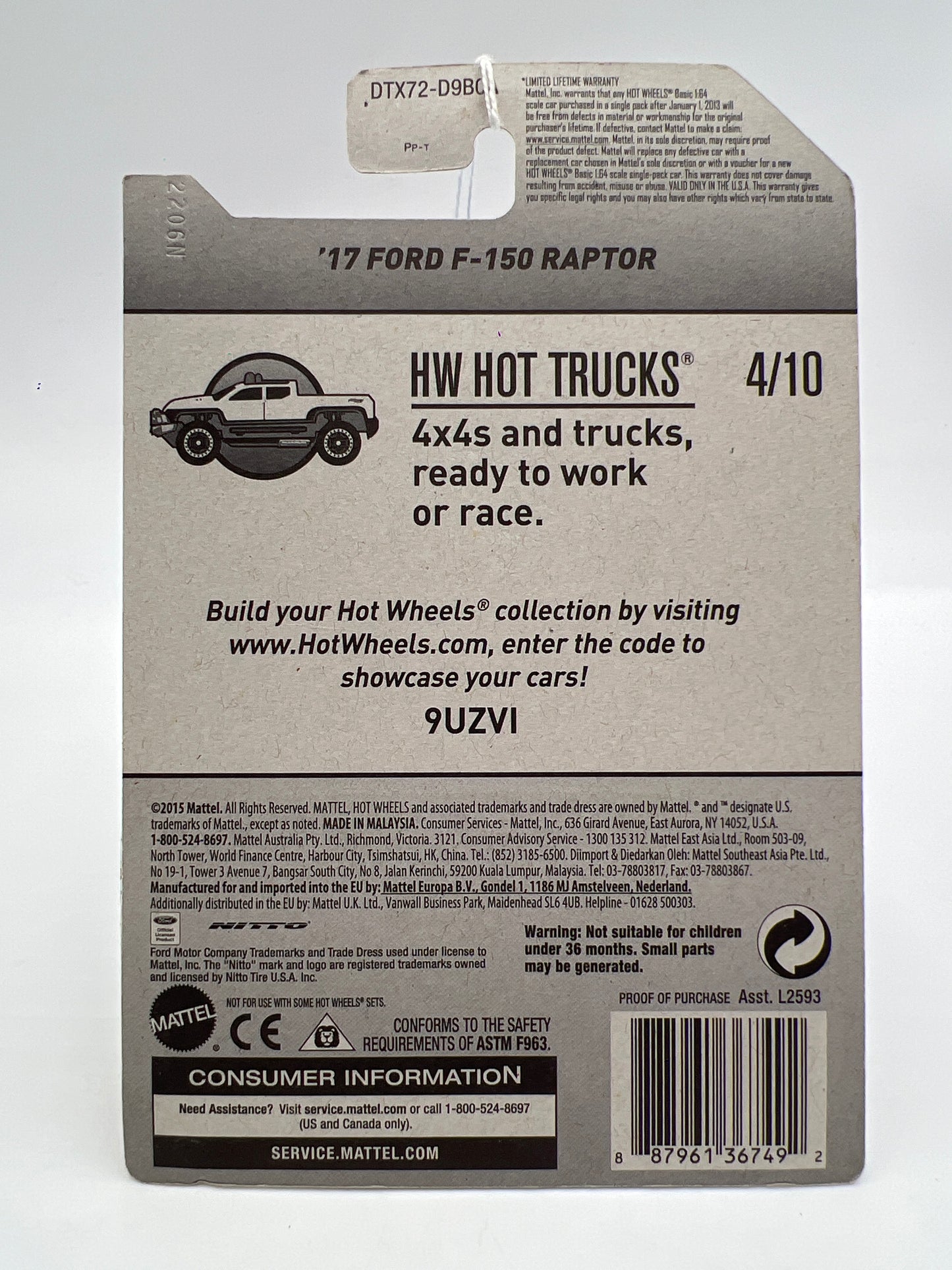 2017 Hot Wheels Hot Trucks #10 17 Ford F-150 Raptor Red