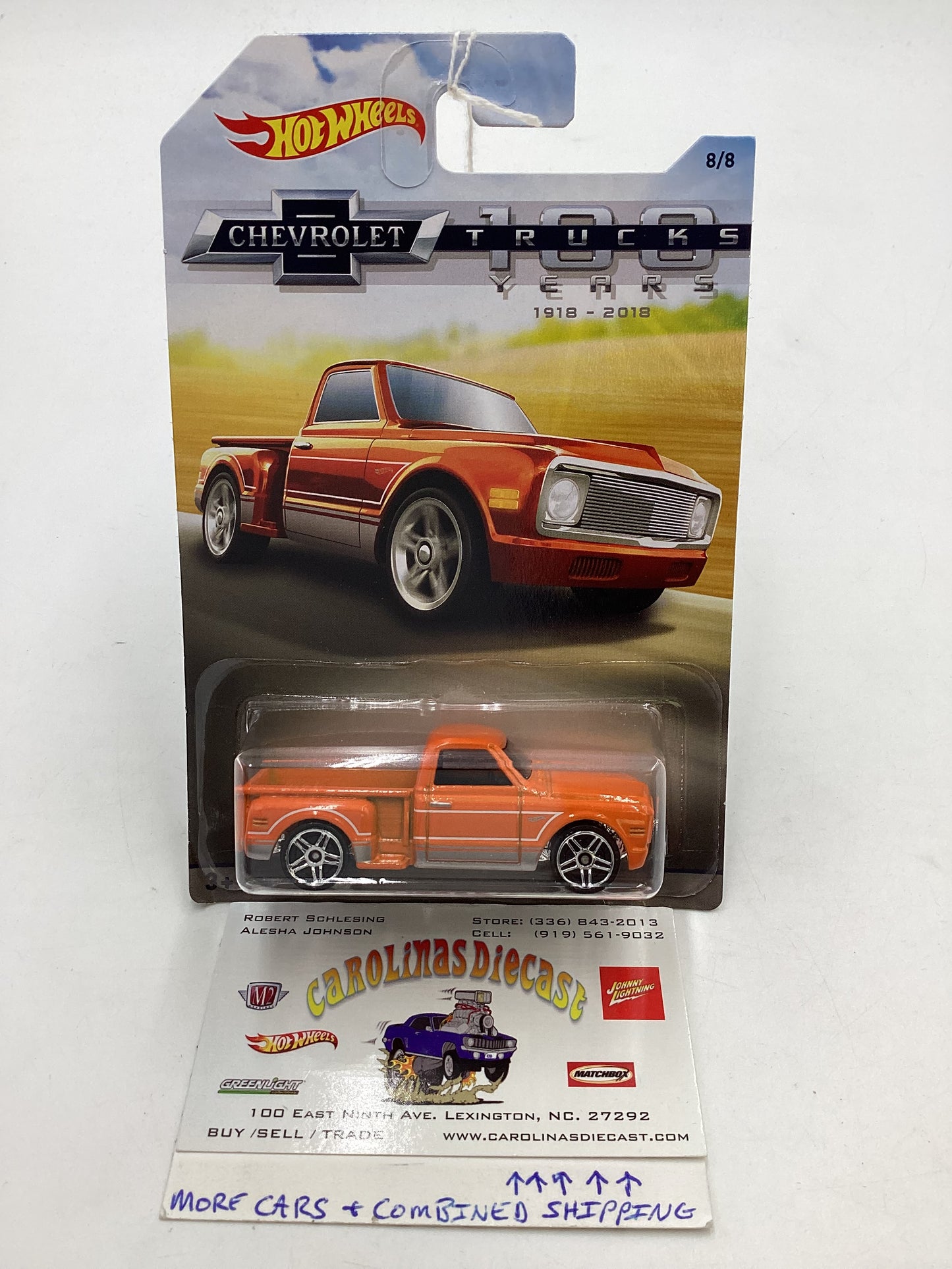 Hot Wheels Walmart 100 Years Chevy #8 Custom 69 Chevy Pickup Orange 161Q