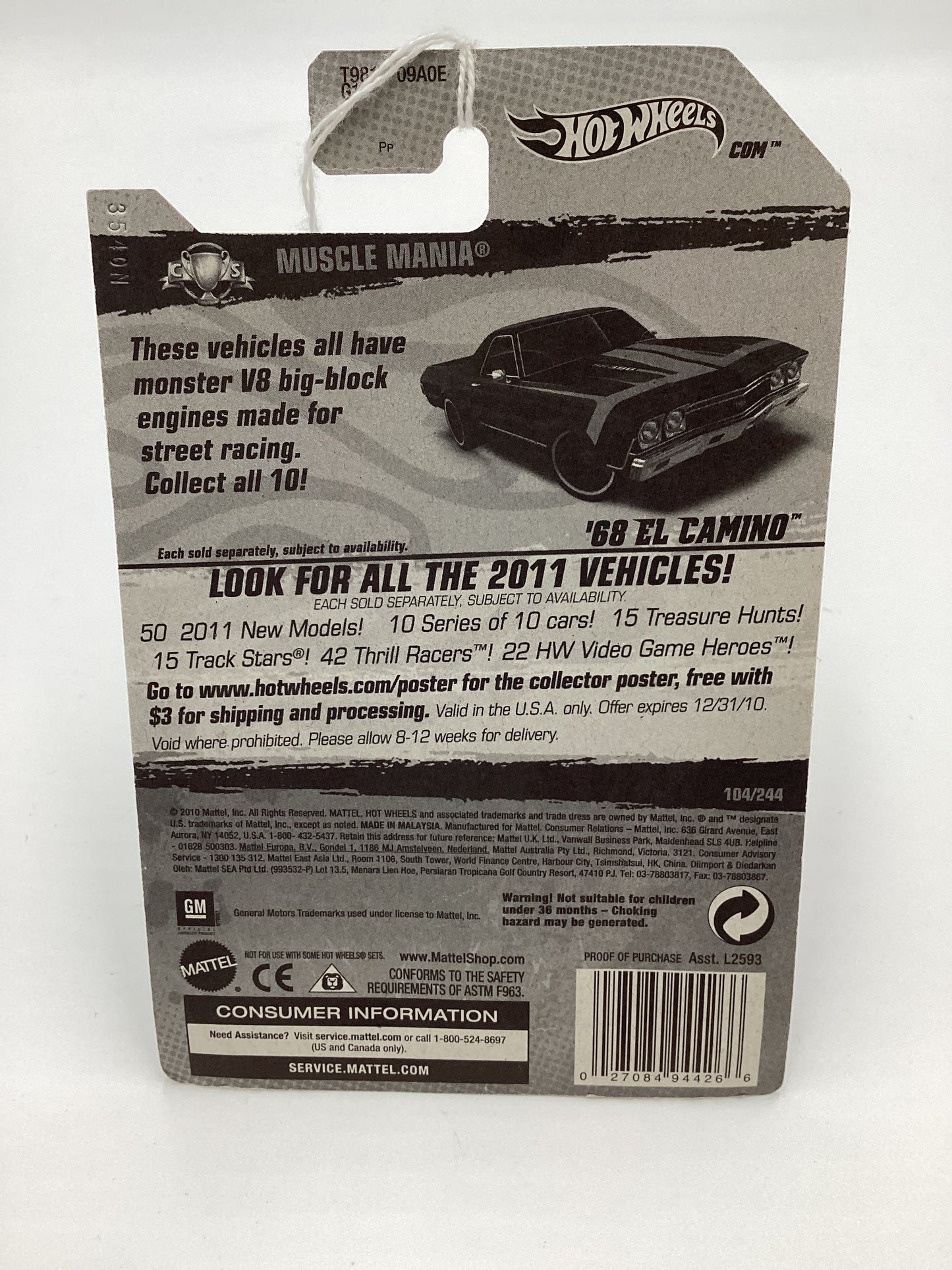 2011 Hot wheels #104 68 El Camino Black