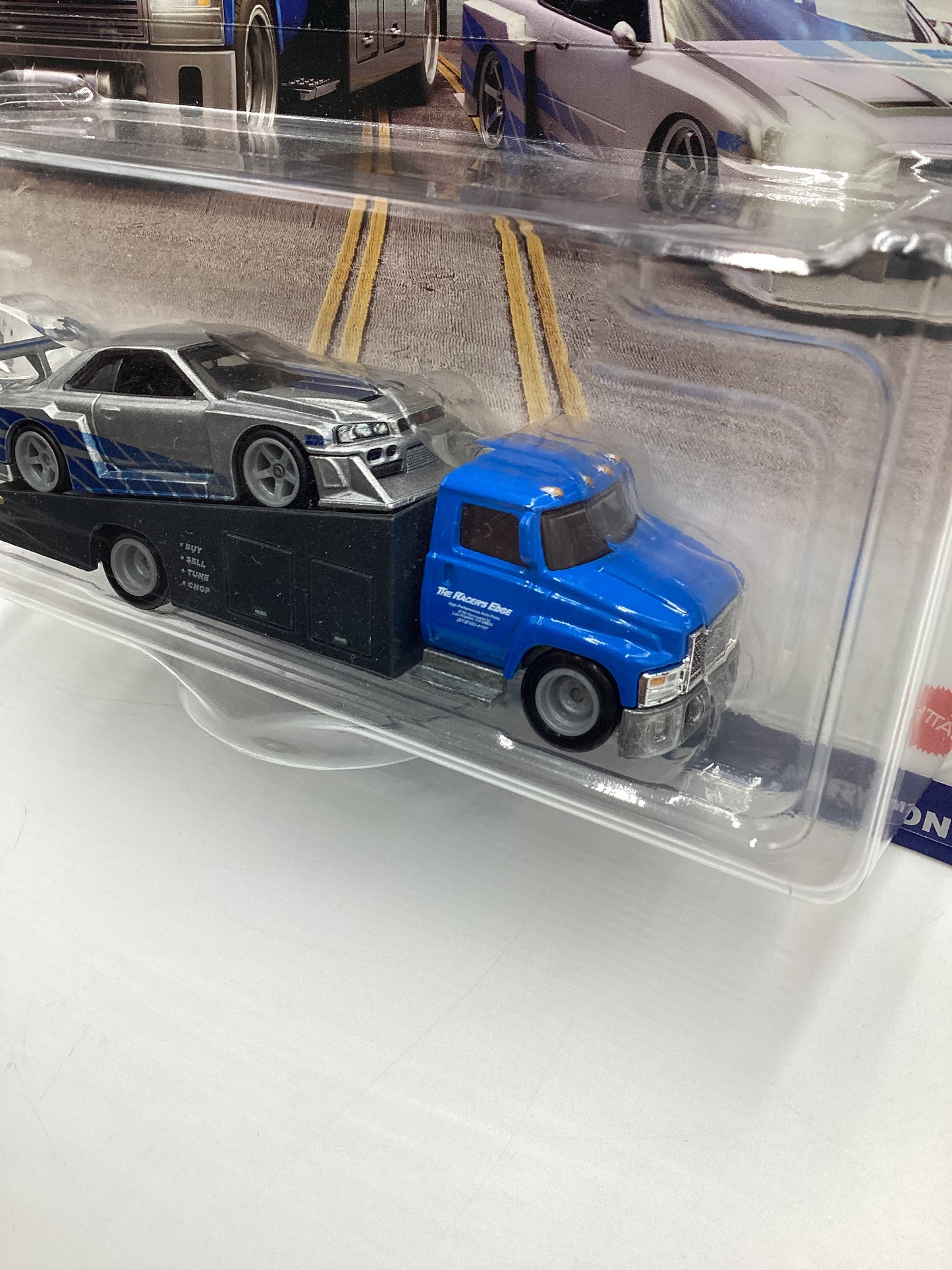 Hot Wheels Team Transport Fast and Furious LB-ER34 Super Silhouette Nissan Skyline Carry On Blue with Protector