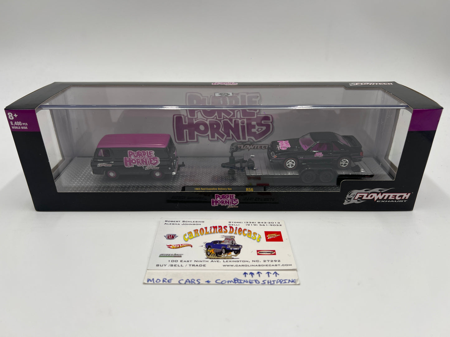 M2 Machines Auto Haulers Purple Hornies 1965 Ford Econoline Delivery Van & 1988 Ford Mustang GT R56