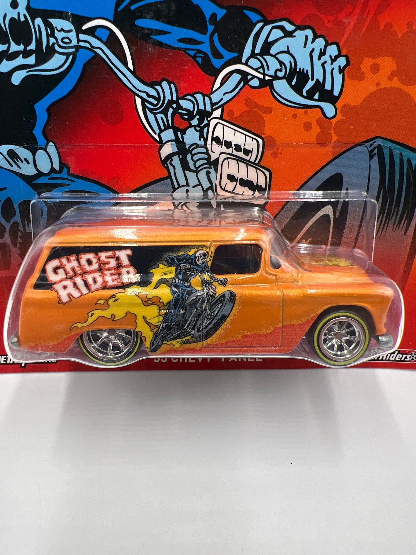Hot Wheels Premium Marvel Ghost Rider 55 Chevy Panel Orange 265D