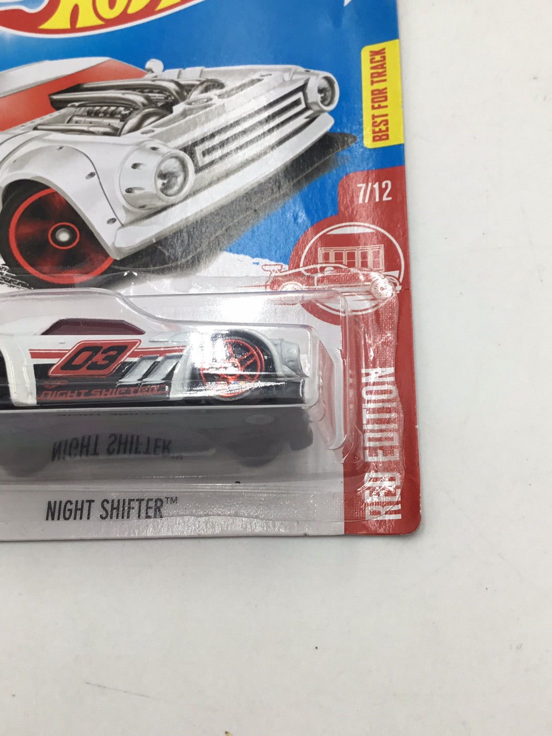 2018 hot wheels red edition #7 Night Shifter target red (Bad Card) Y7