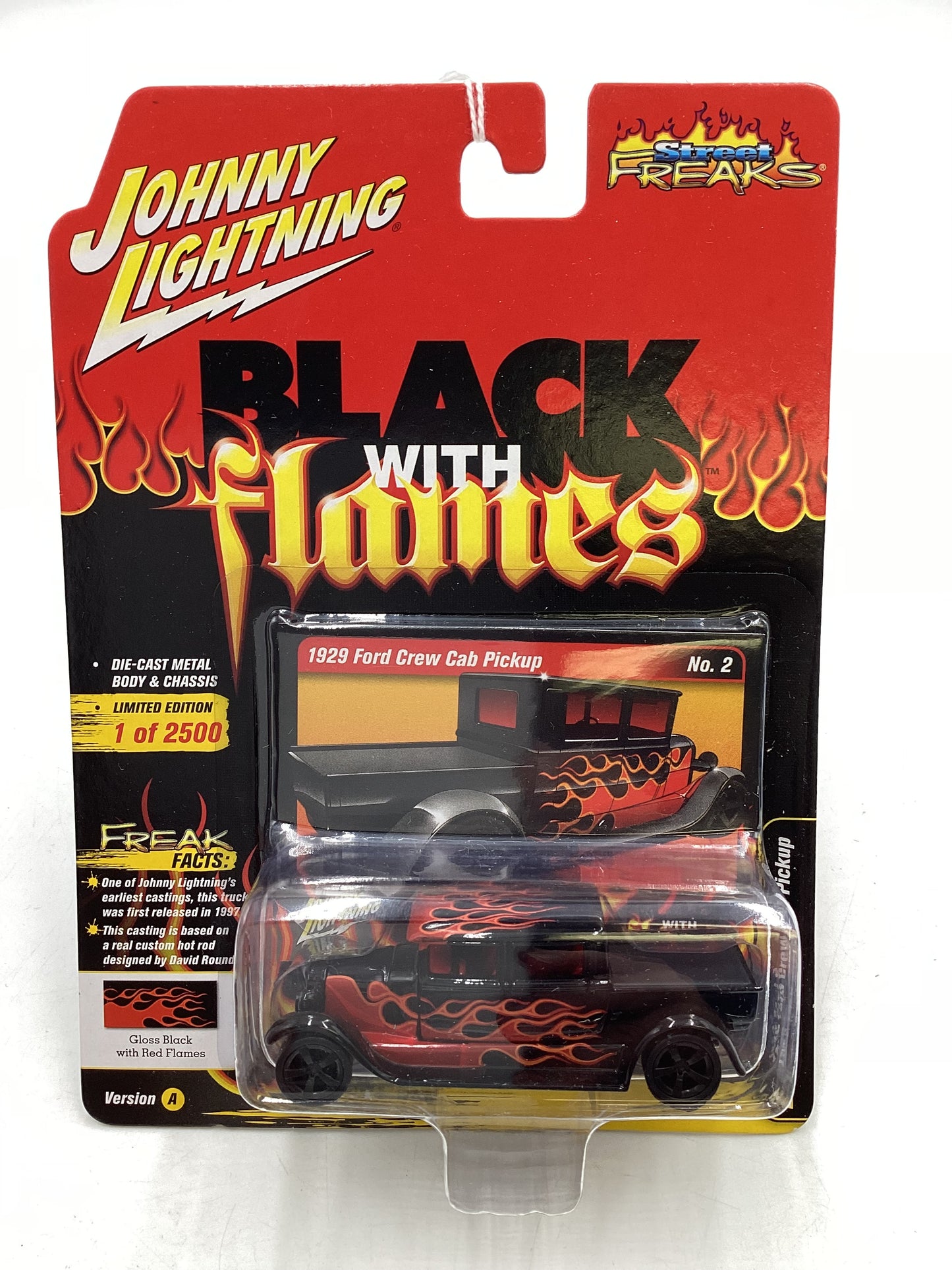 Johnny Lightning Street freaks 1929 Ford Crew Cab Pickup Black with Red Flames