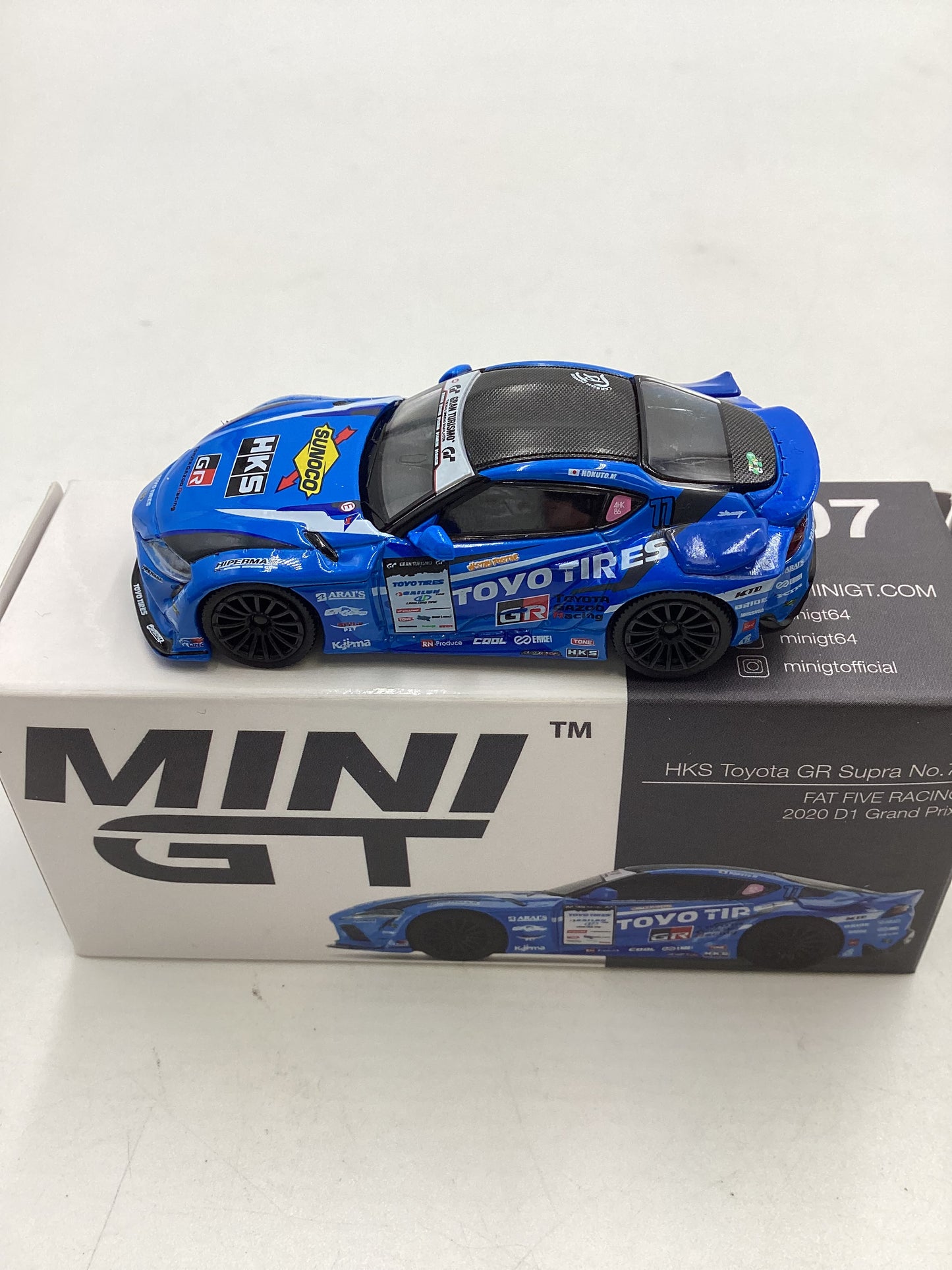 Mini GT #307 Opened HKS Toyota GR Supra No. 77 Blue