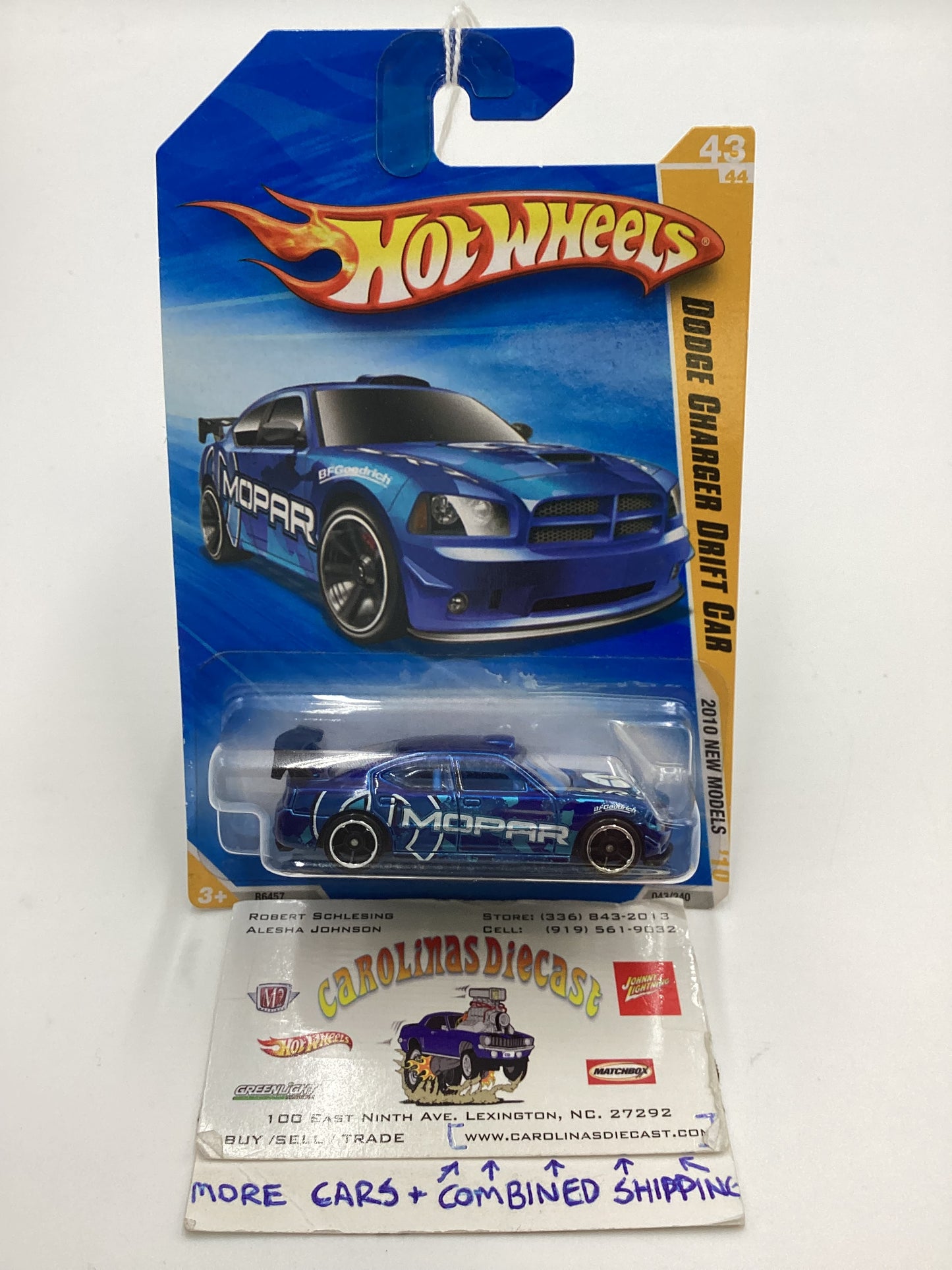 2010 Hot Wheels #043 Dodge Charger Drift Car Blue 38B