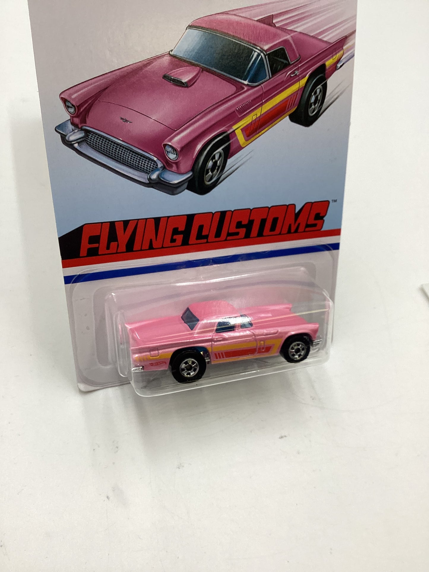 Hot Wheels Target Exclusive Flying Customs 57 T-Bird Pink Cracked Blister