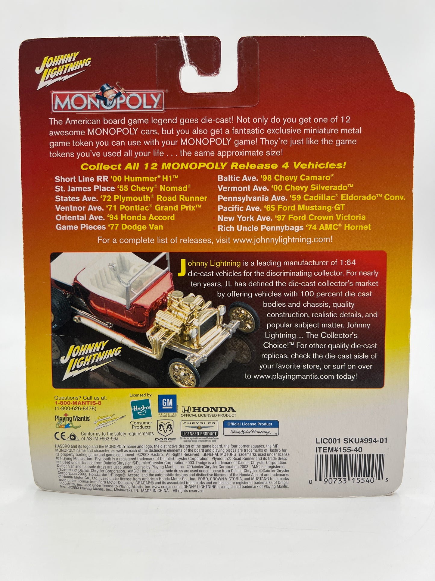 Johnny Lightning Monopoly 94 Honda Accord 188F