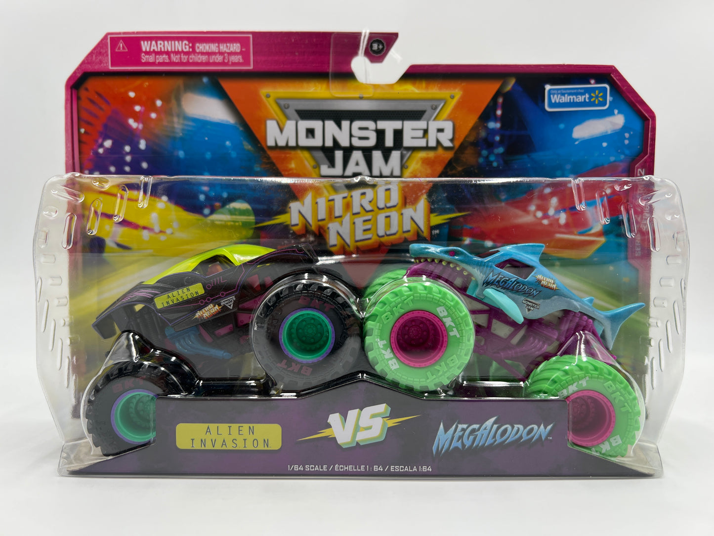 Monster Jam Nitro Neon Series 2 Walmart Exclusive Alien Invasion Vs Megalodon