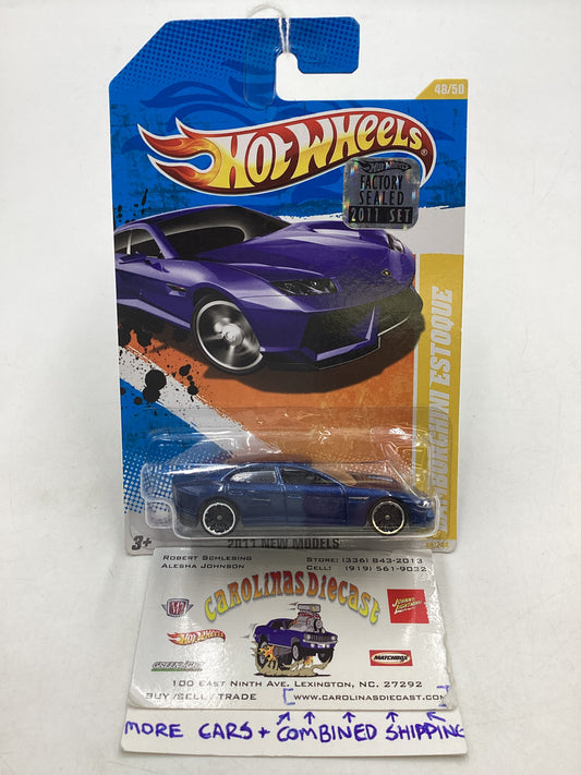 2011 Hot Wheels #48 Lamborghini Estoque Blue Factory Sealed