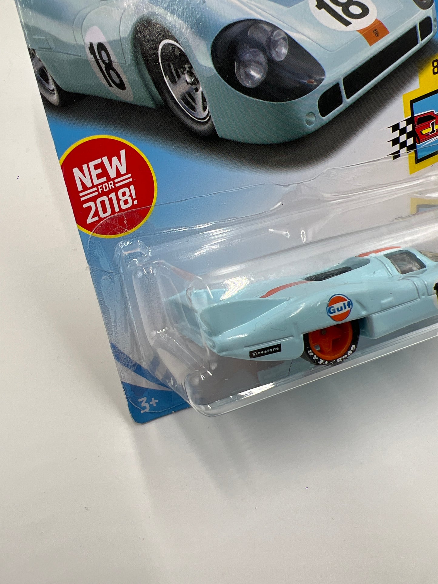 Hot Wheels Porsche 917 LH Blue Gulf Wheel Swap Custom On Card W/Protector SR