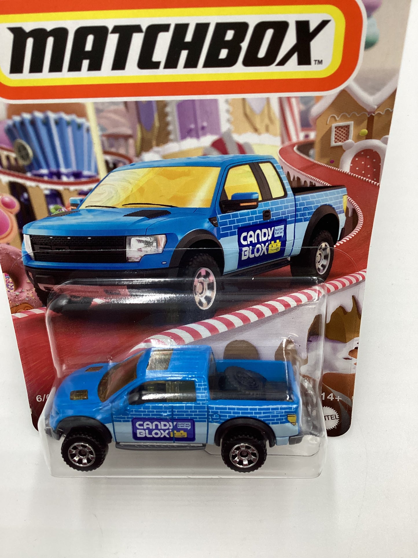 2024 Matchbox Candy Series Fluffy Stuff #6 2010 Ford F150 SVT Raptor Blue 160M