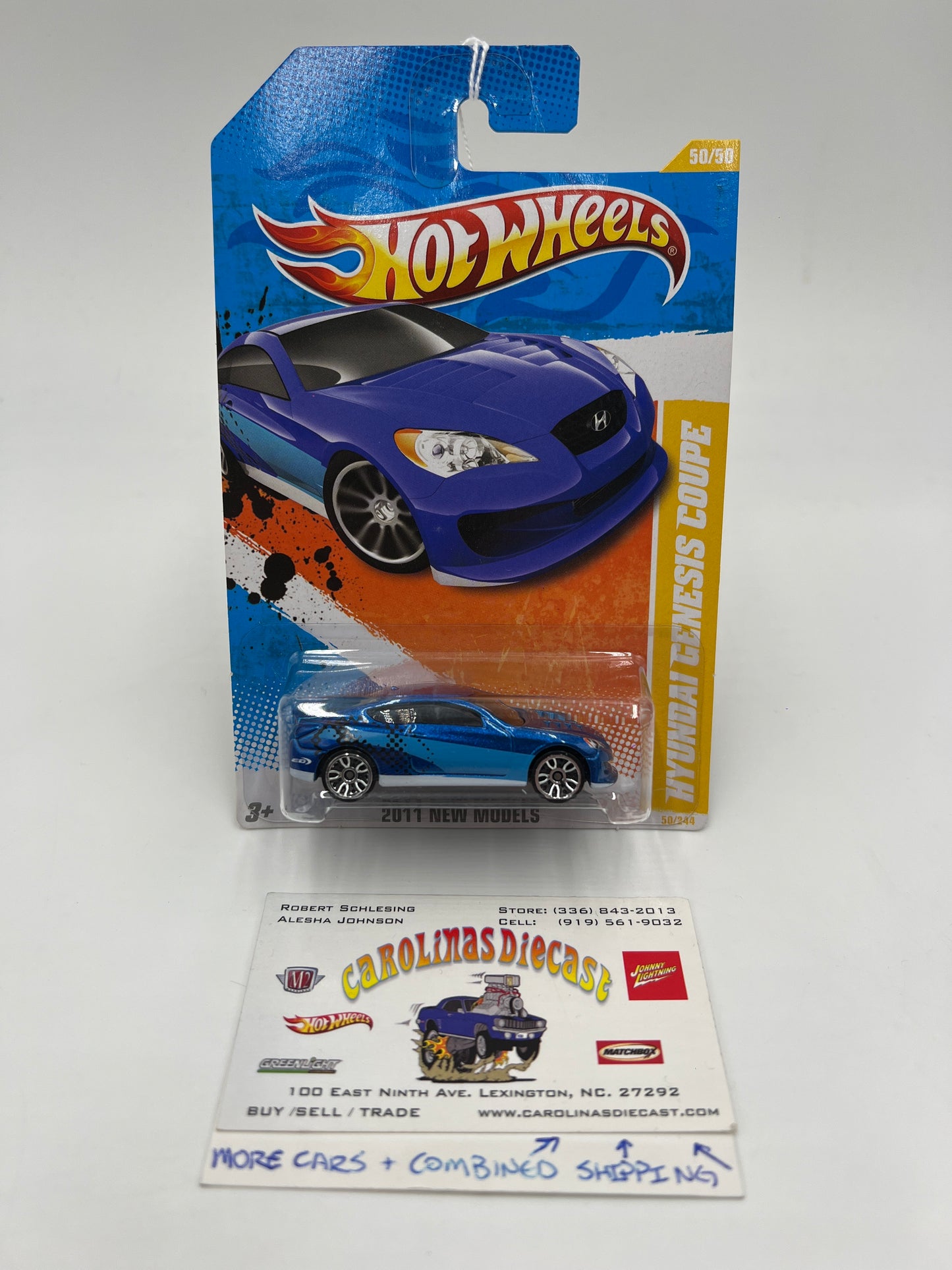2011 Hot Wheels New Models #50 Hyundai Genesis Coupe Blue Bad J Hook SR