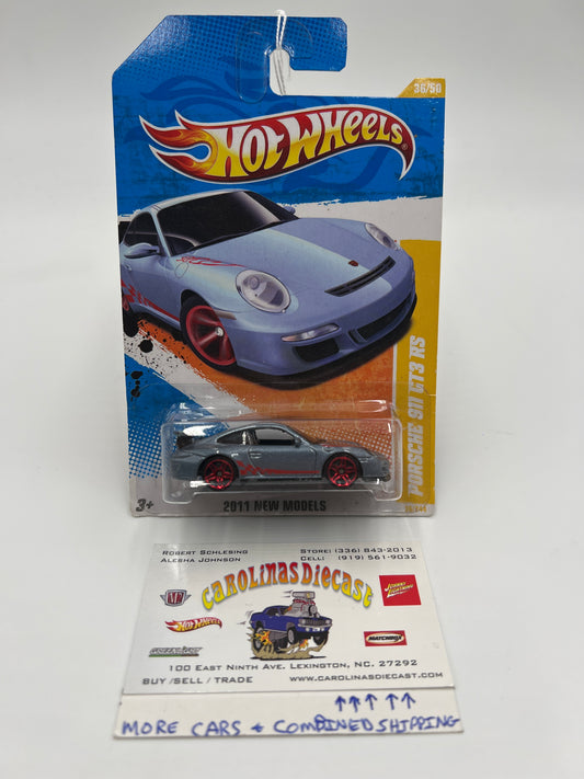 2011 Hot Wheels New Models #36 Porsche 911 GT3 RS Steel Blue Card Not Perfect SR