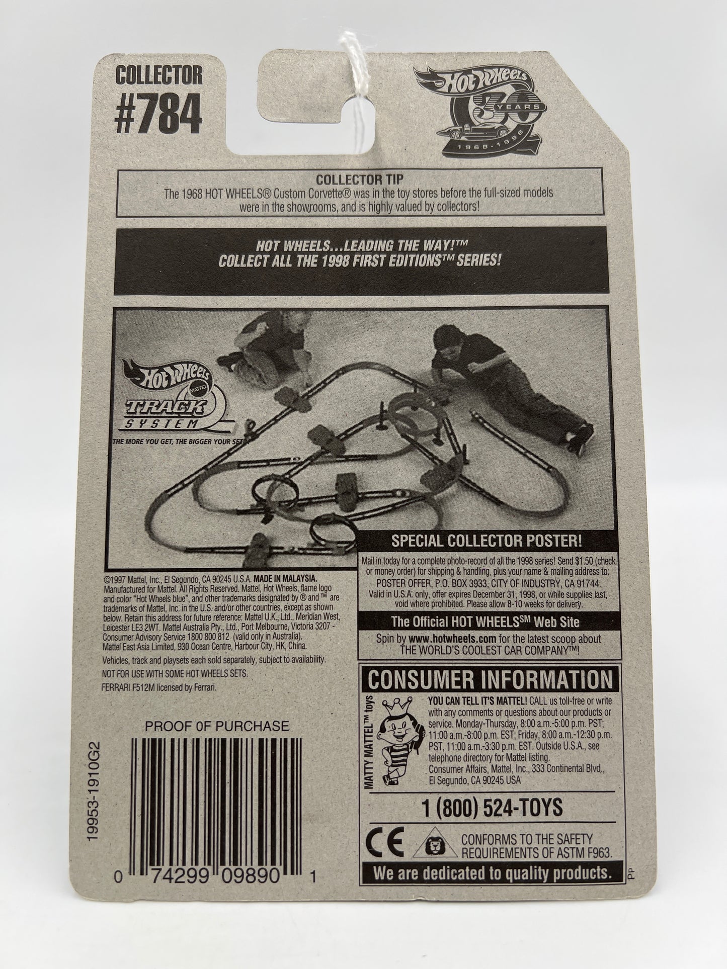 1998 Hot Wheels Collector #784 Ferrari F512M Silver 5SP Wheels