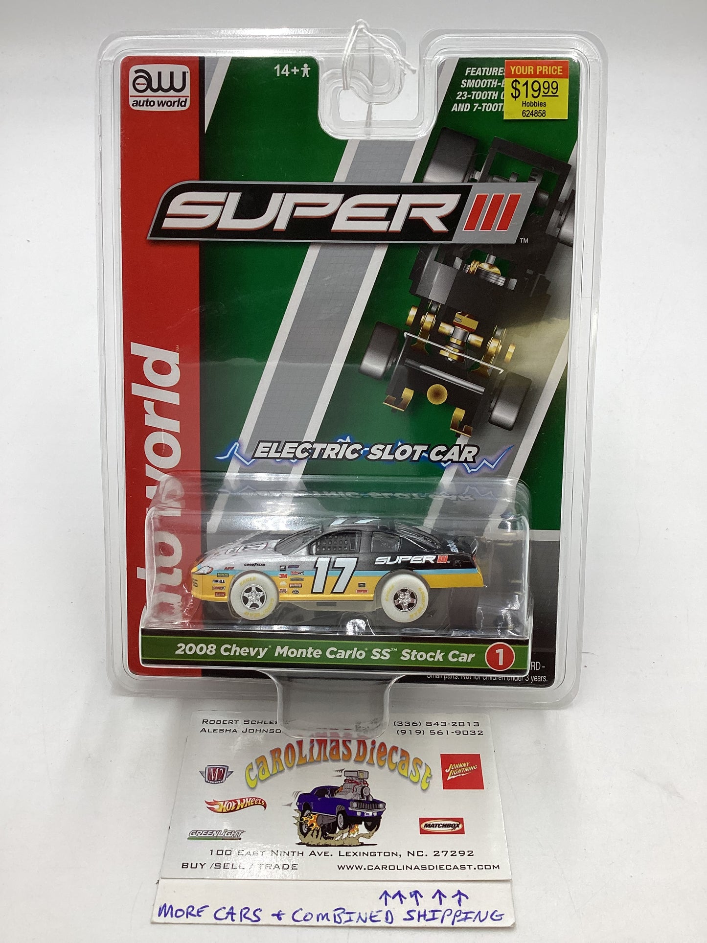 Auto world Super III electric slot car CHASE 2008 Chevy Monte Carlo SS Stock Car #1