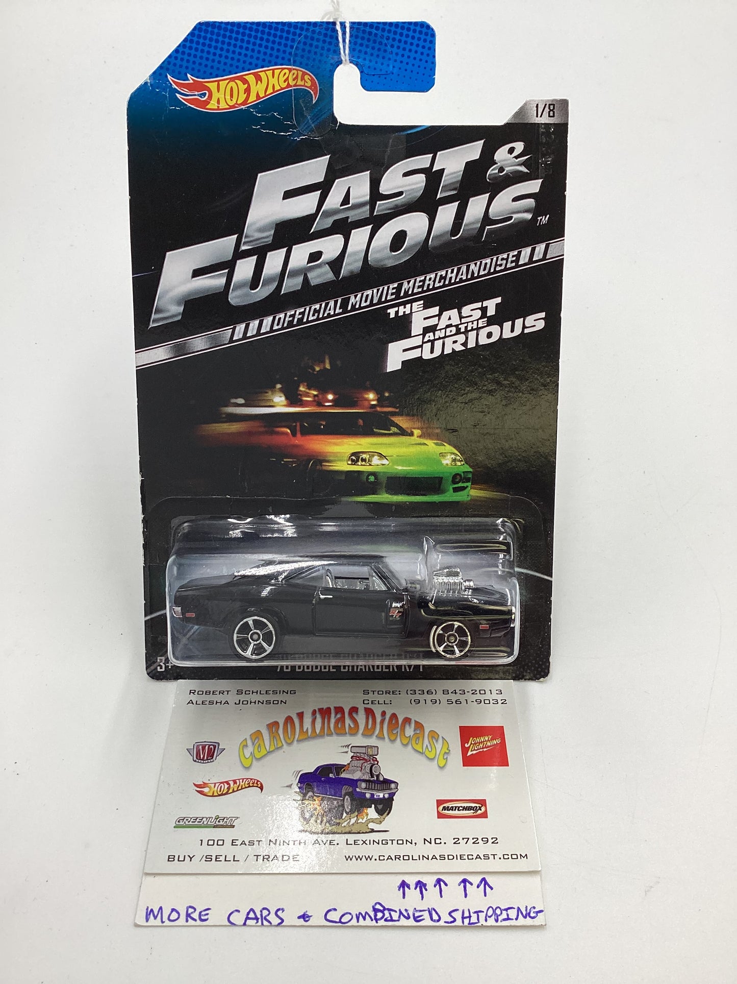 2013 Hot Wheels Fast and Furious #1 70 Dodge Charger R/T Black. Card Not Perfect 72F