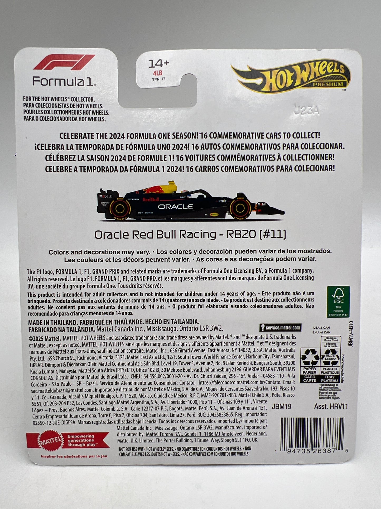 Hot Wheels Premium Formula 1 2024 Oracle Red Bull Racing RB20 #11 242A