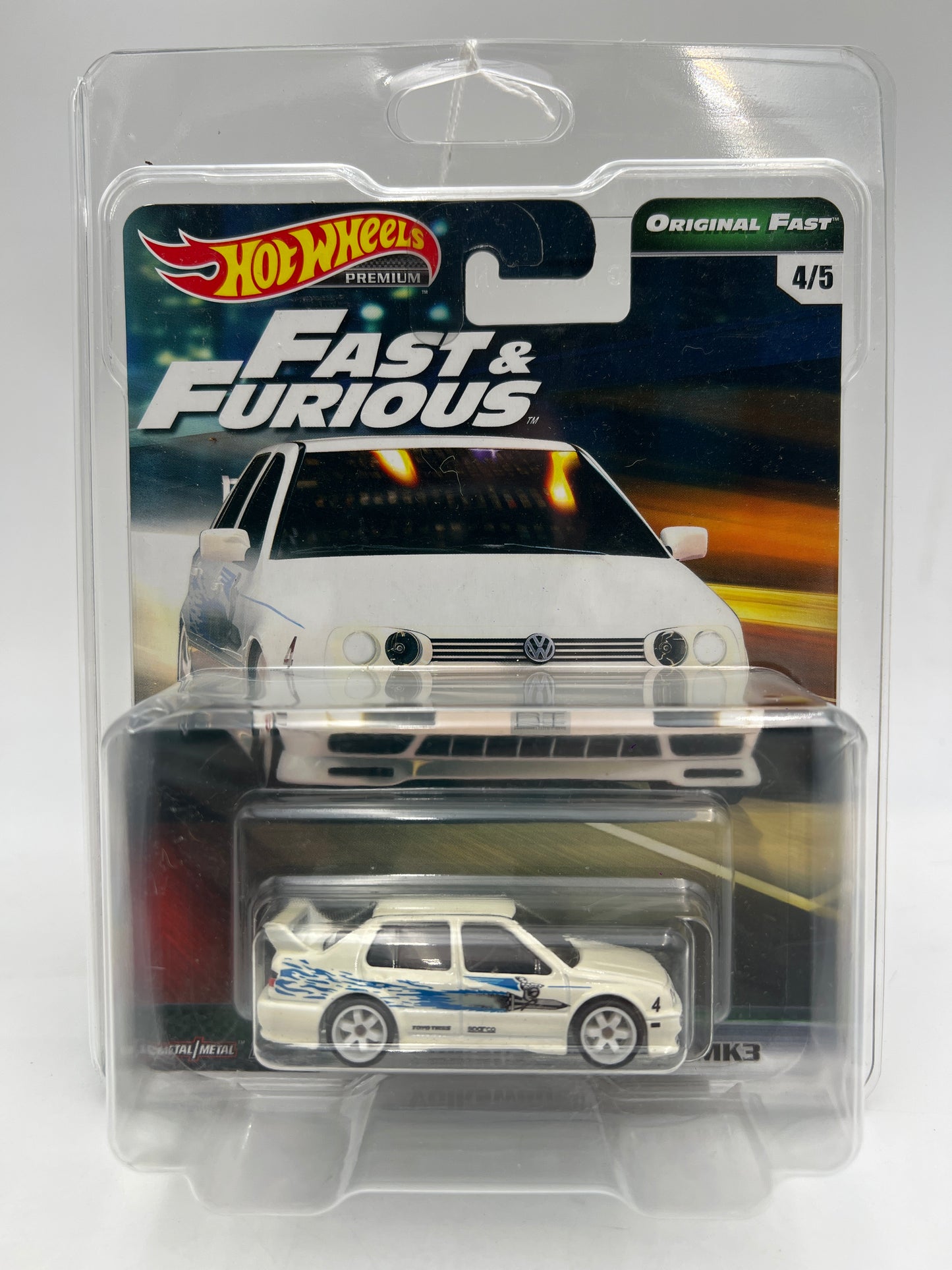 Hot Wheels Fast & Furious Original Fast #4 Volkswagen Jetta MK3 White W/Protector
