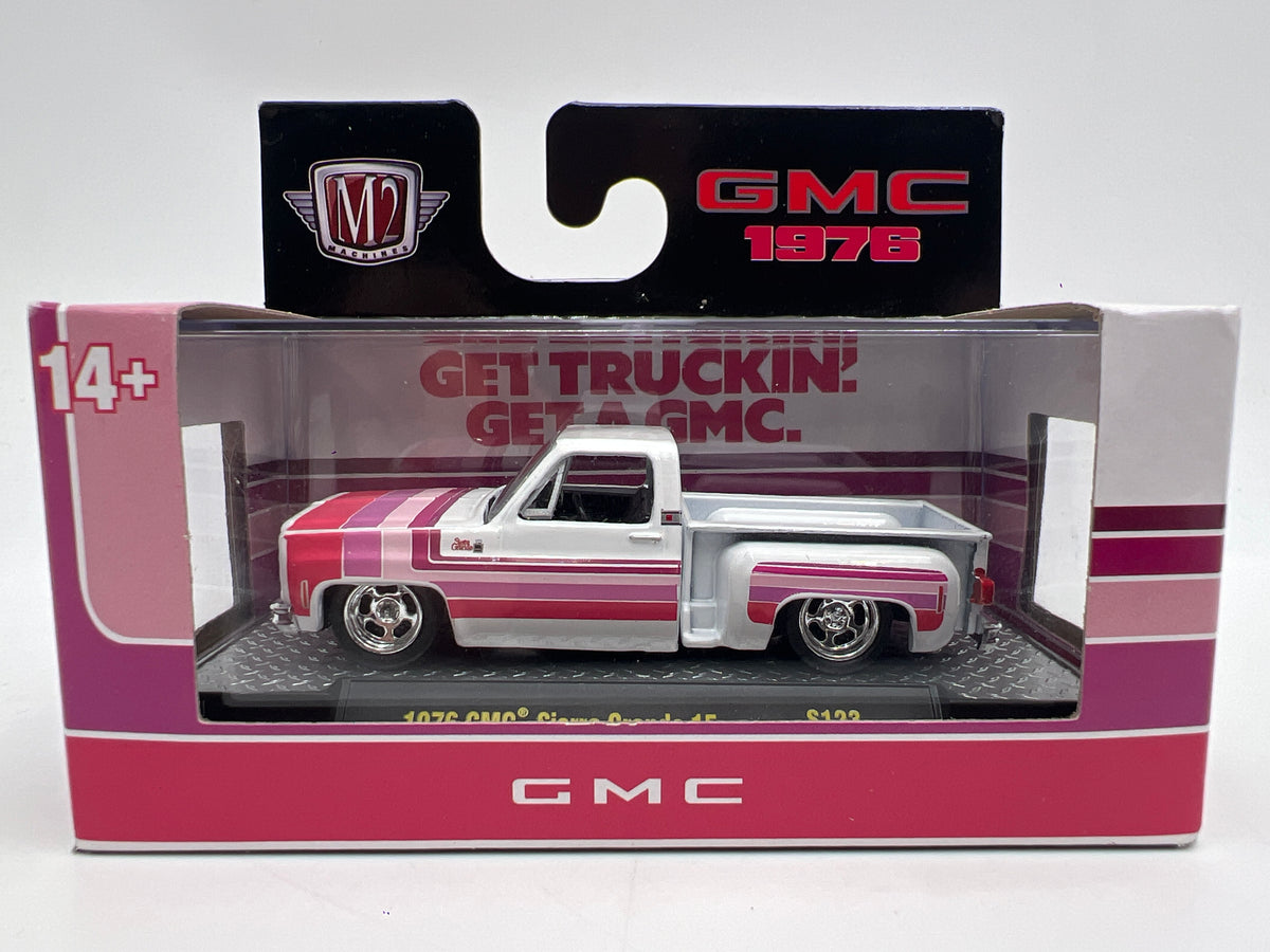 M2 Machines S123 OReillys Exclusive 1976 GMC Sierra Grande 15 White/Pink