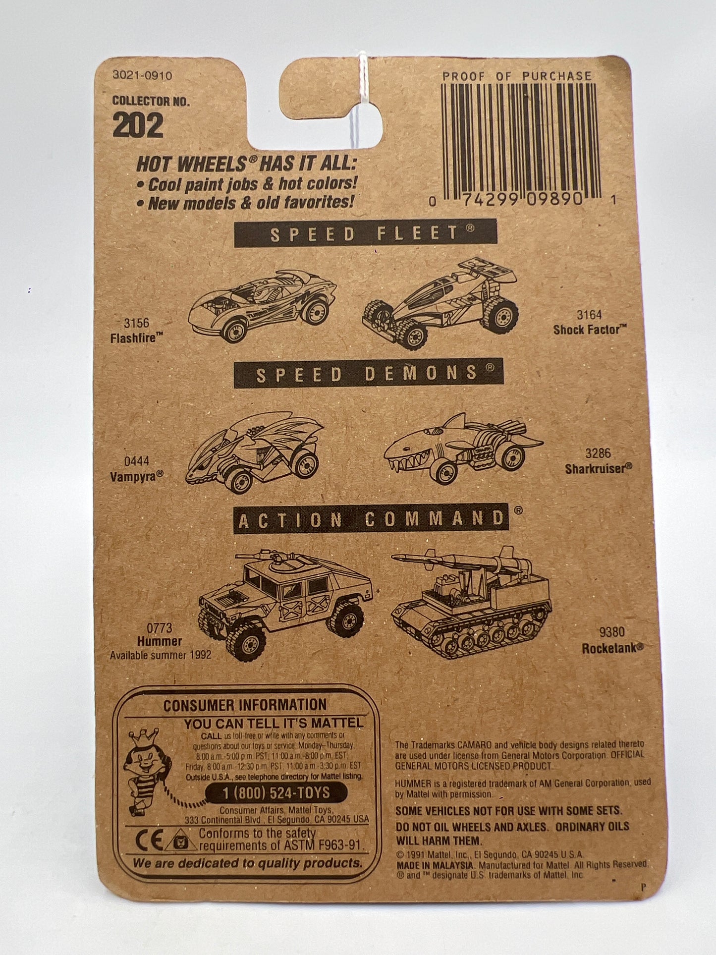 Hot Wheels Collector #202 1993 Camaro Purple 240E