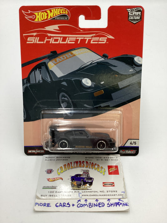 2018 Hot Wheels Premium Silhouettes #4 RWB Porsche 930 Matte Black *Exhaust Error* with protector