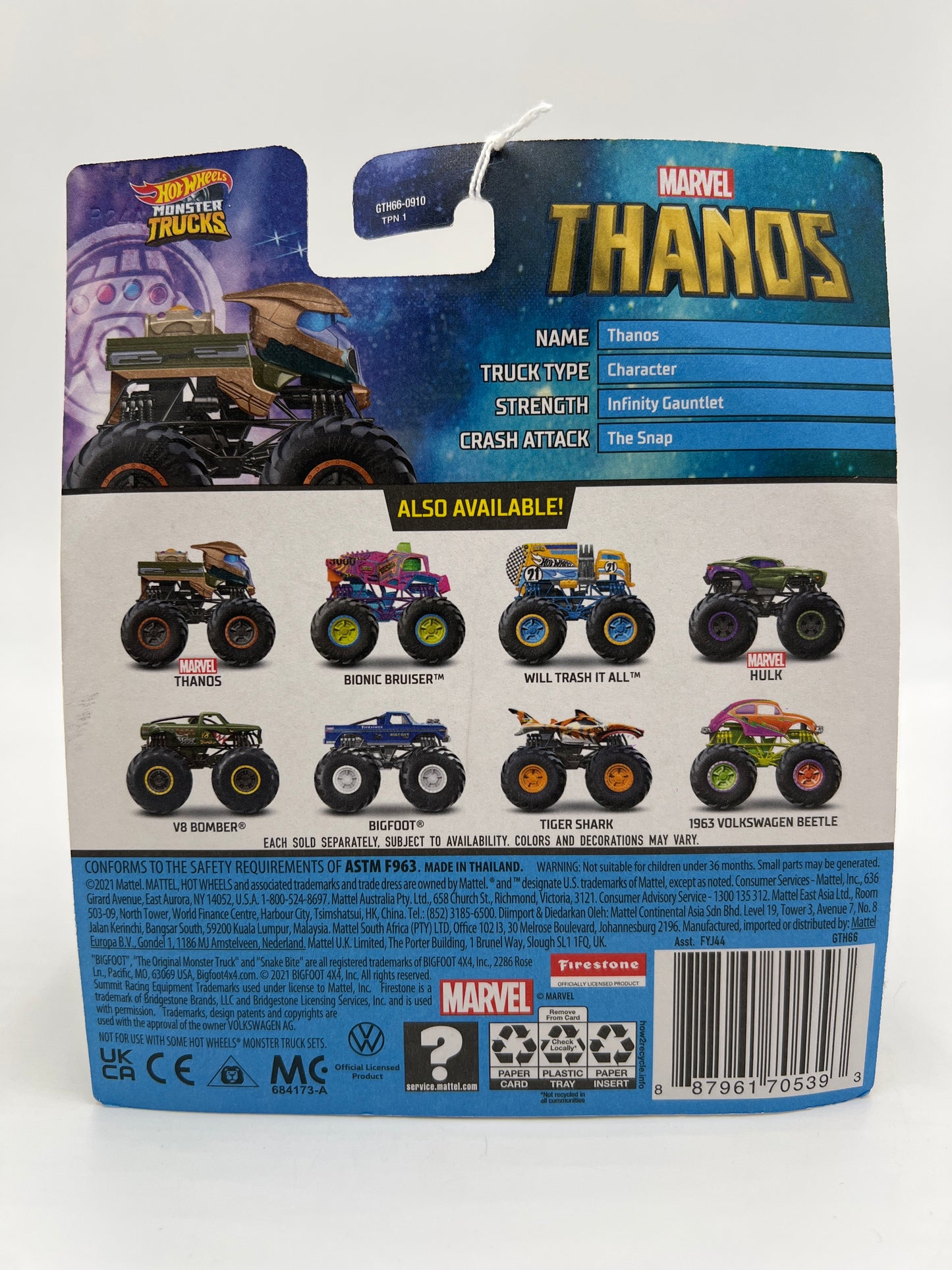 2021 Hot Wheels Monster Trucks Marvel #72 Thanos 131E