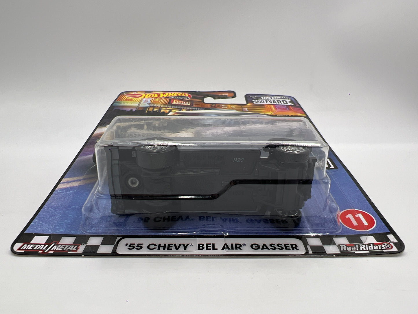 Hot Wheels Premium Boulevard #11 55 Chevy Bel Air Gasser Primer Gray W/Protector