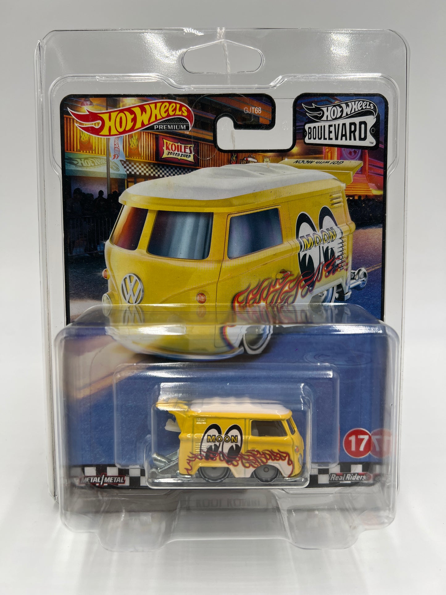 Hot Wheels Premium Boulevard #17 Kool Kombi Yellow Mooneyes W/Protector
