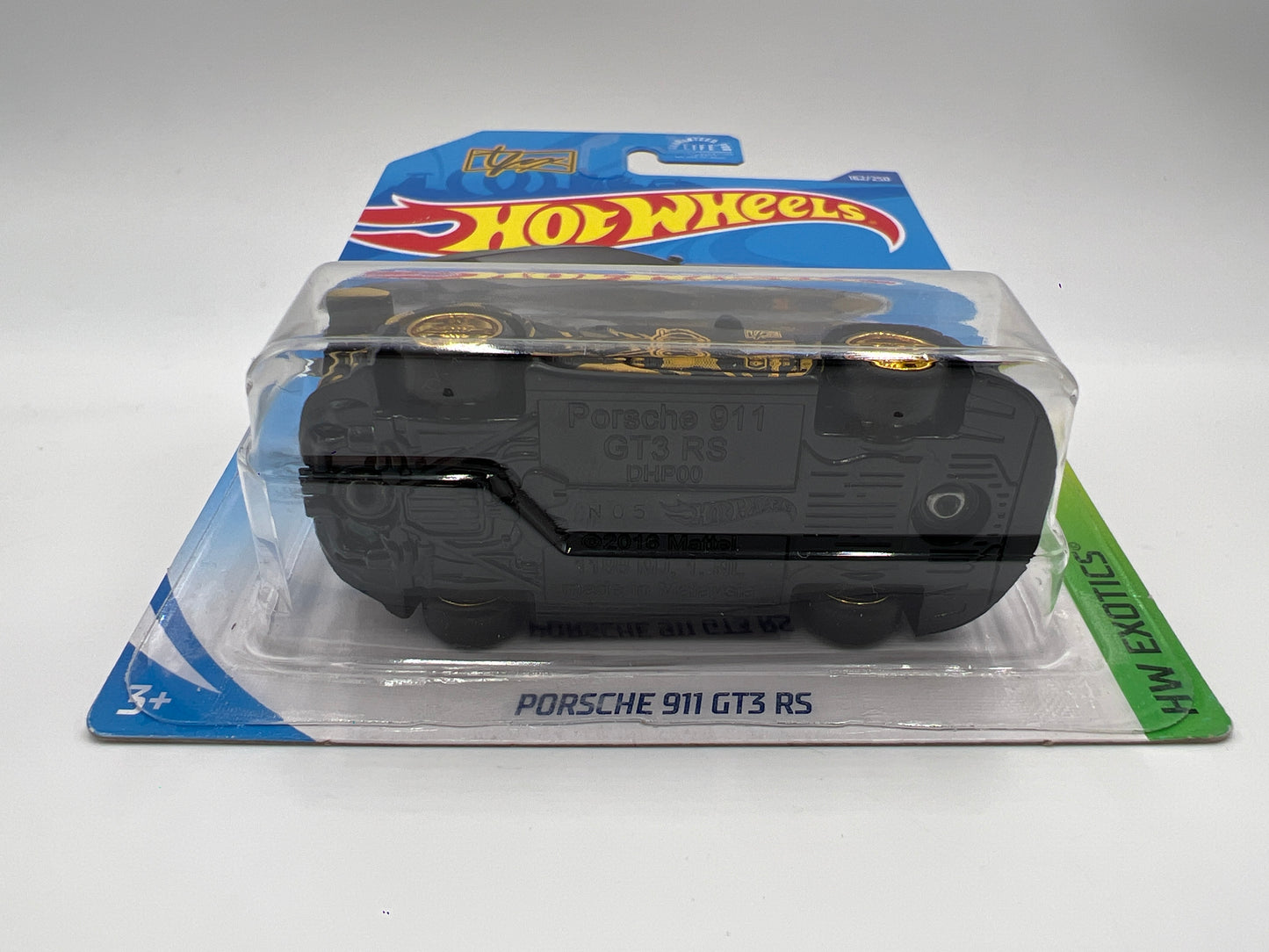 Hot Wheels Porsche 911 GT3 RS Black Wheel Swap Custom On Card W/Protector SR