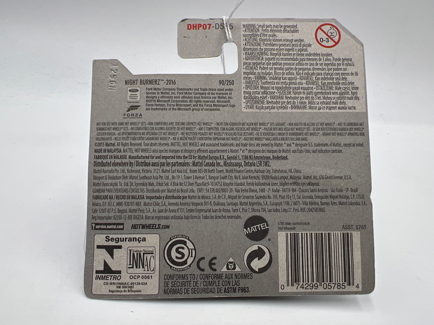 2016 Hot Wheels Night Burnerz #90 16 Ford Focus RS Blue Short Card Blister Off Center 21E