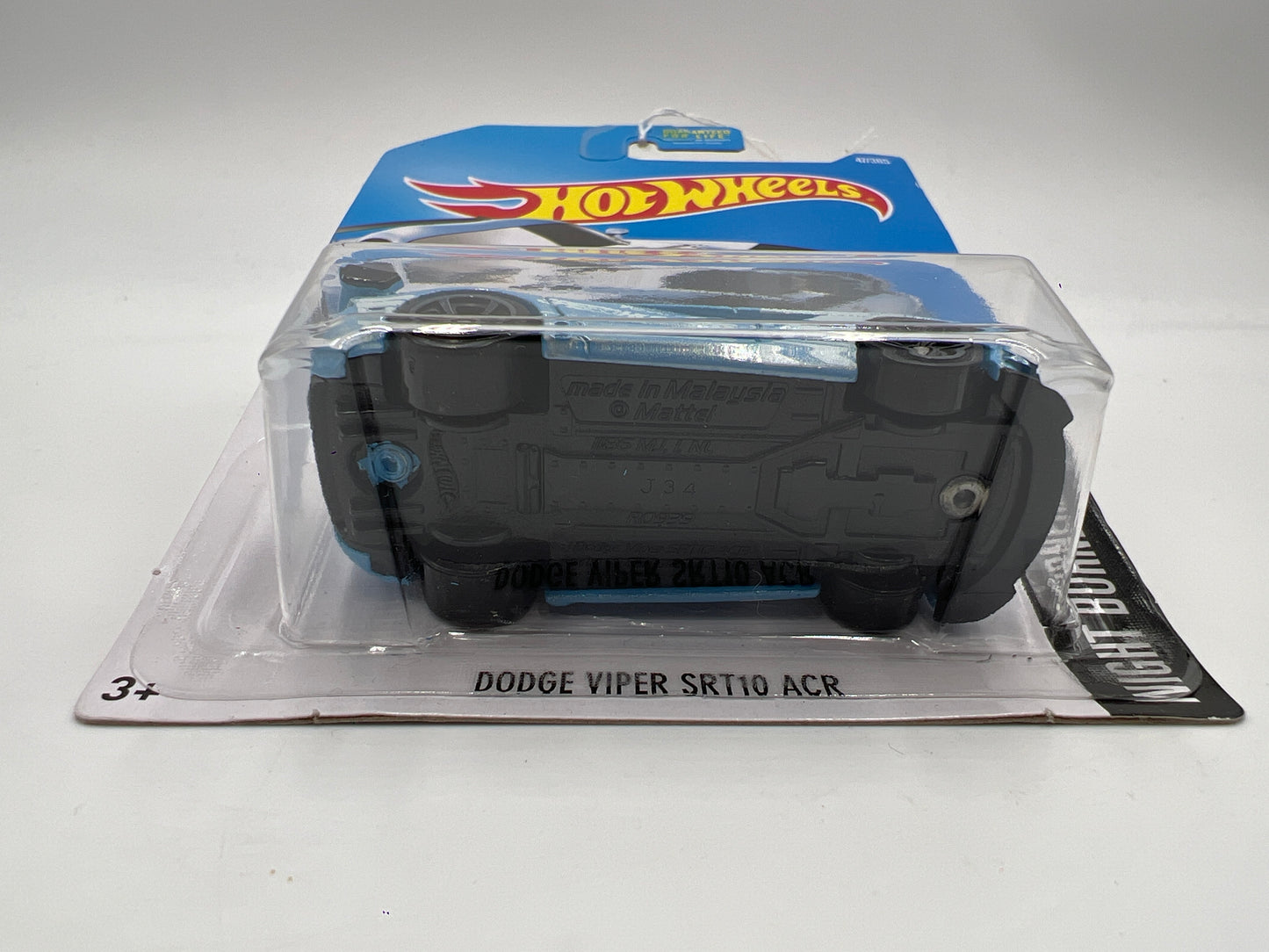 2017 Hot Wheels Night Burnerz Dodge Viper SRT10 ACR Light Blue (Card Not Perfect) 140C