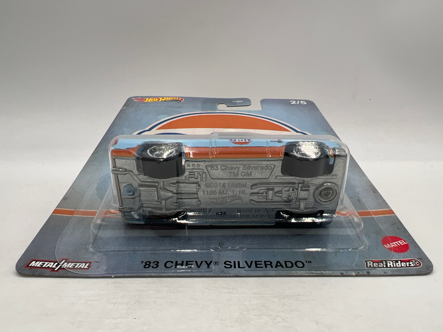 Hot Wheels Premium Vintage Oil #2 83 Chevy Silverado Gulf Blue W/Protector