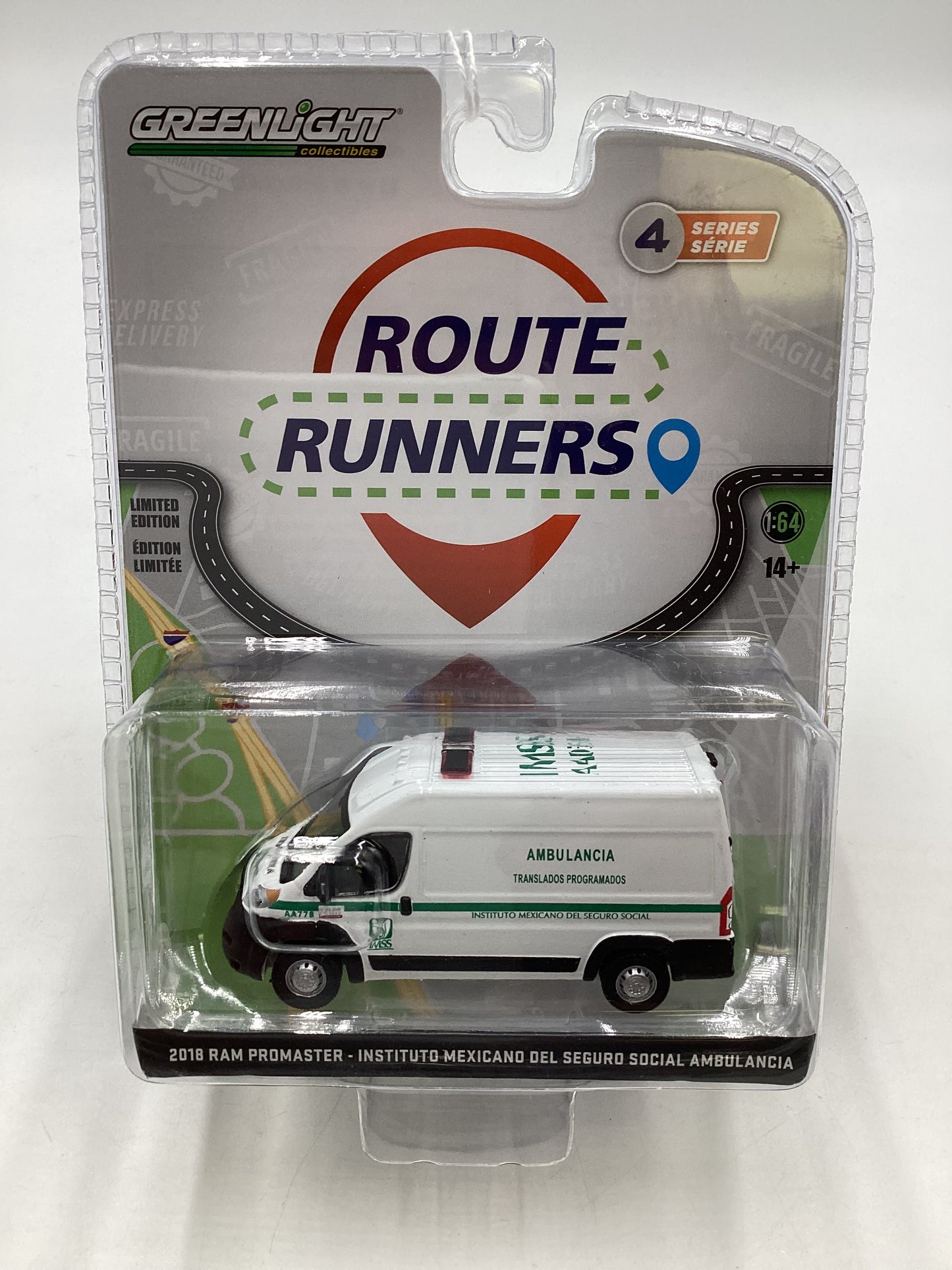 Greenlight Route Runners Series 4 2018 Ram Promaster Instituto Mexicano Del Seguro Social Ambulancia 177D