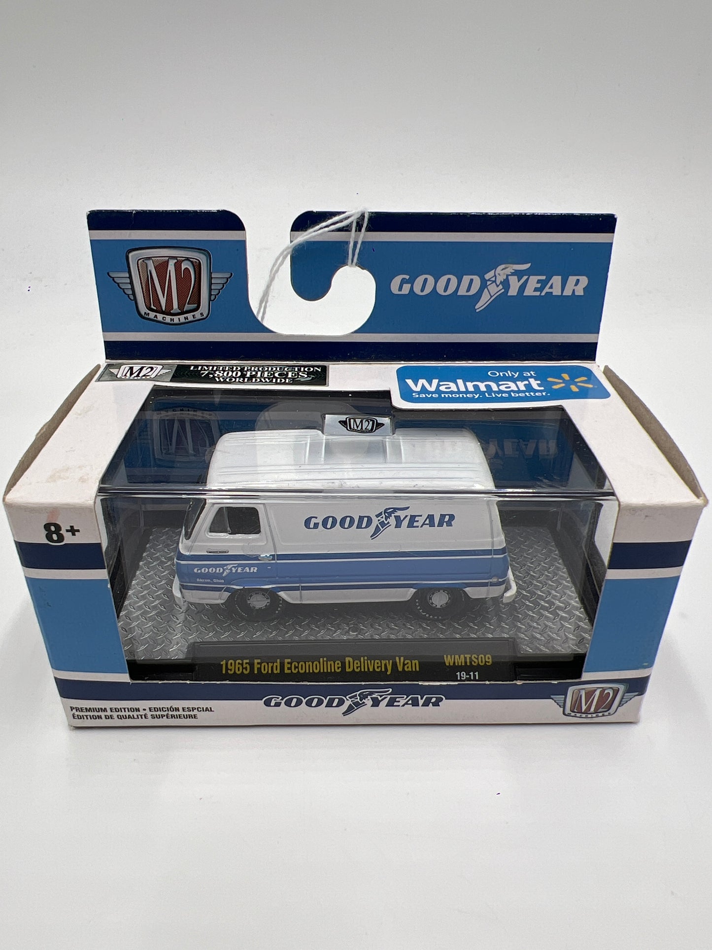M2 Machines Walmart Exclusive Goodyear 1965 Ford Econoline Delivery Van White/Blue WMTS09