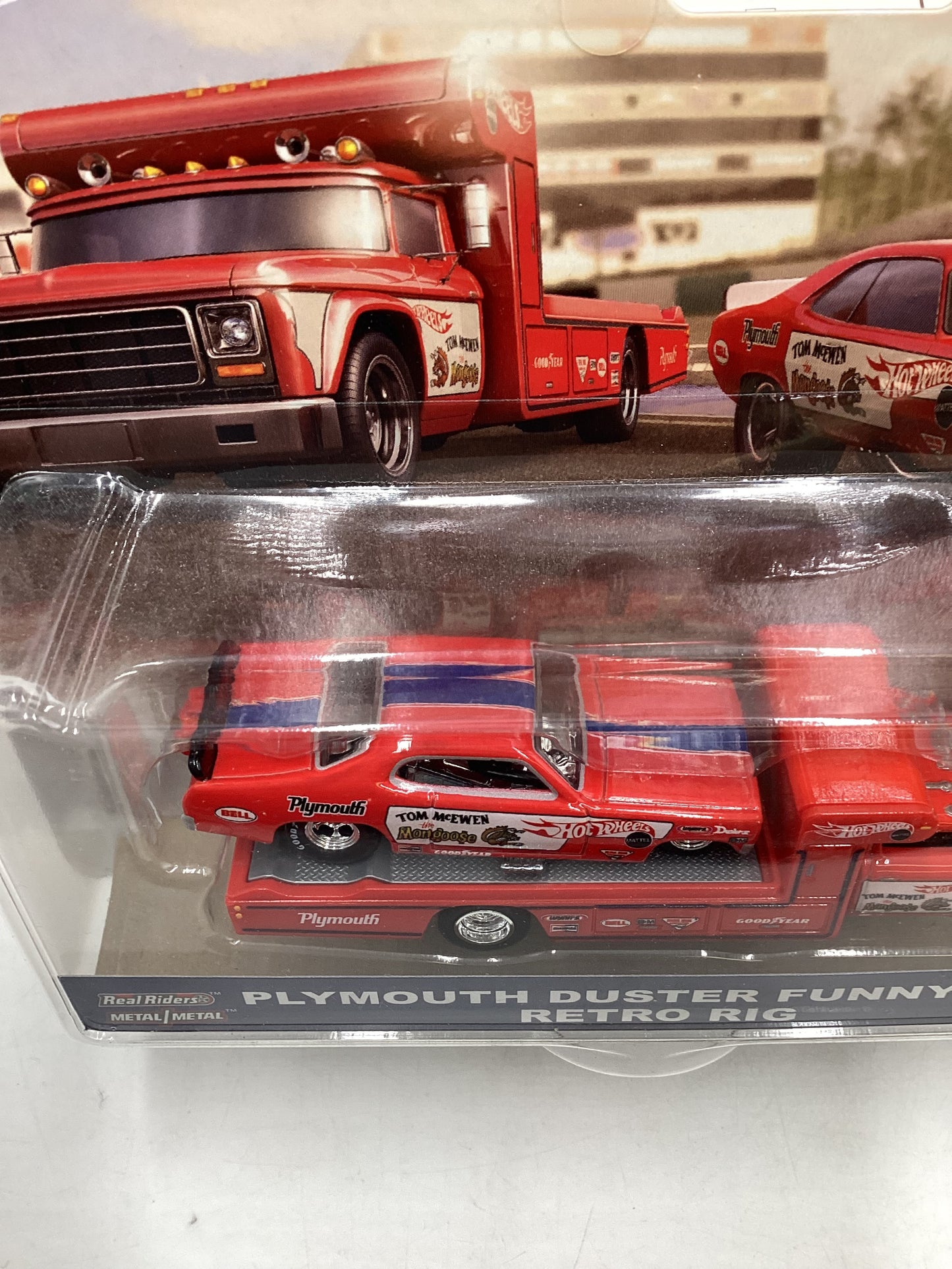 2018 HOT WHEELS TEAM Plymouth Duster Mongoose Funny Car and Retro Rig #5 with Protector