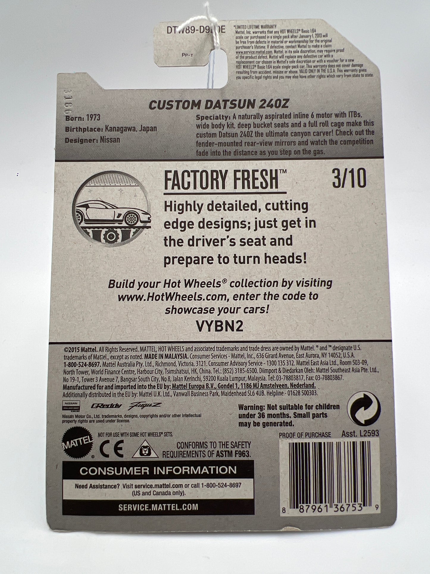 2017 Hot Wheels Factory Fresh #76 Custom Datsun 240Z White