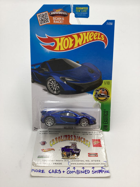 2016 Hot Wheels  #71 McLaren P1 Blue 103A