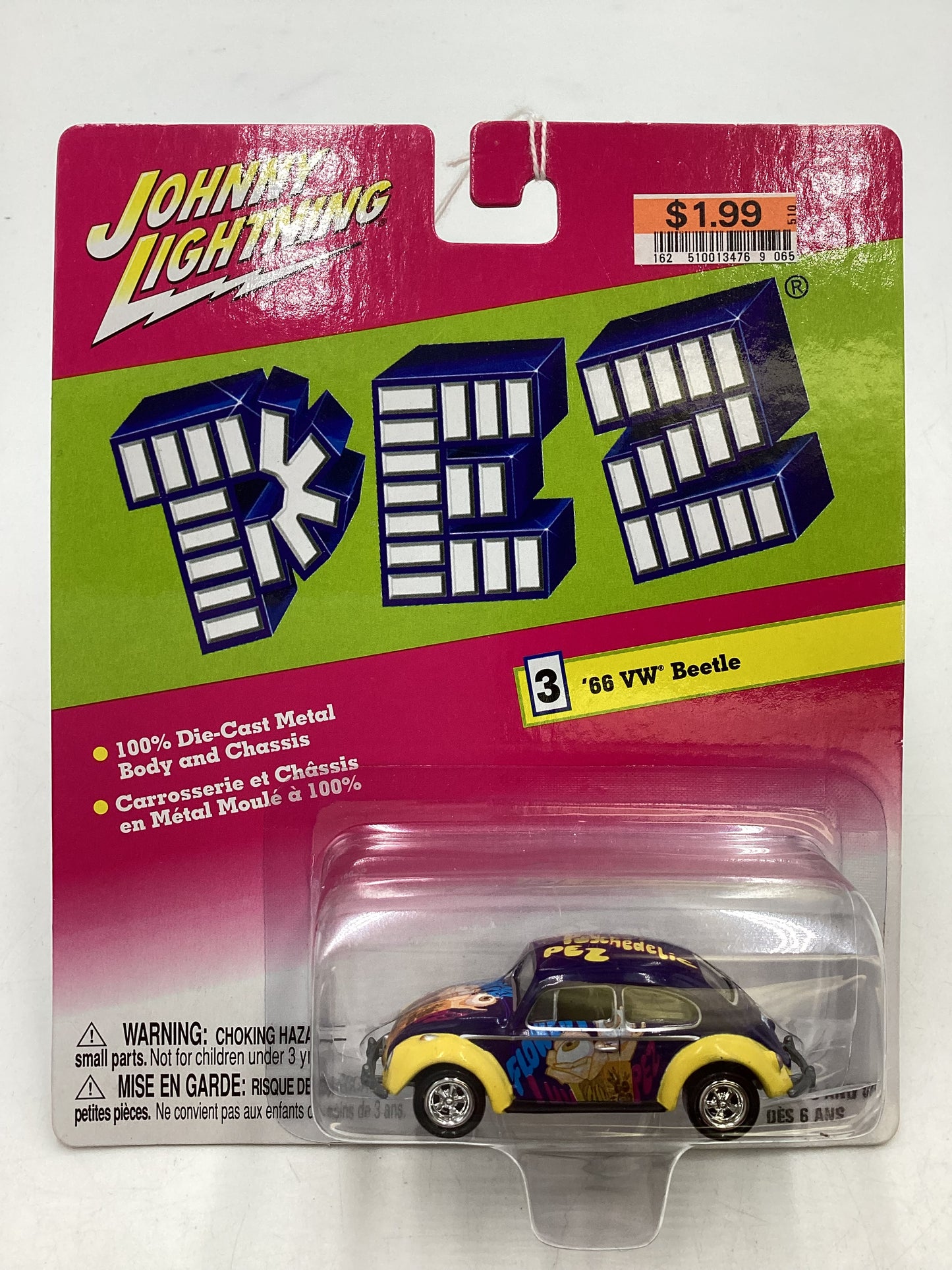 Johnny Lightning Pez #3 66 Volkswagen Beetle Purple
