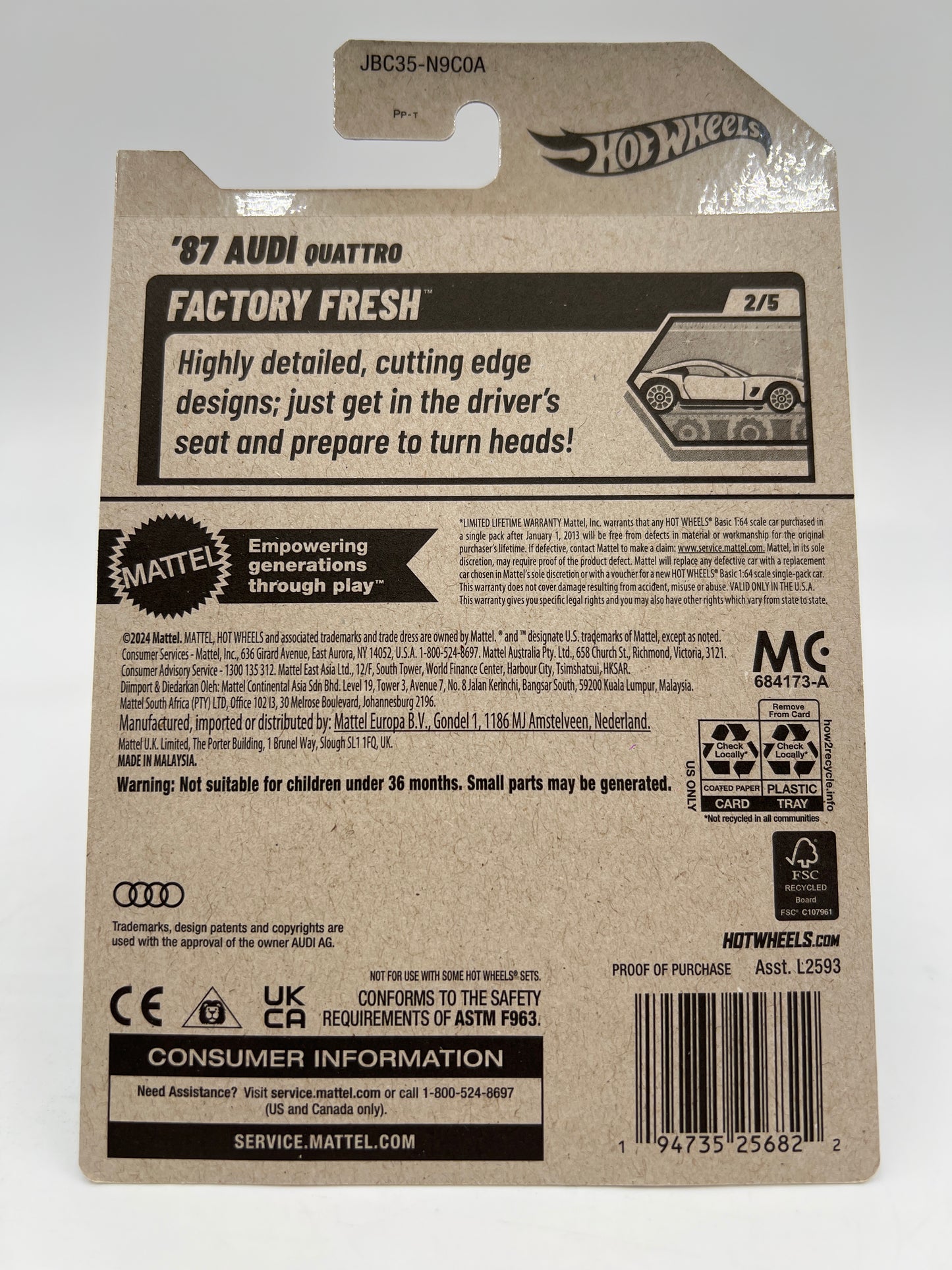 2025 Hot Wheels A Case Super Treasure Hunt #16 87 Audi Quattro Green W/Protector