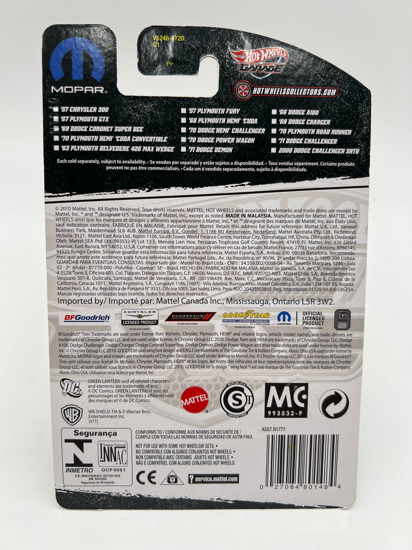 Hot Wheels Premium Garage Series #14 Green Lantern Hal Jordans 71 Dodge Challenger Orange W/Protector