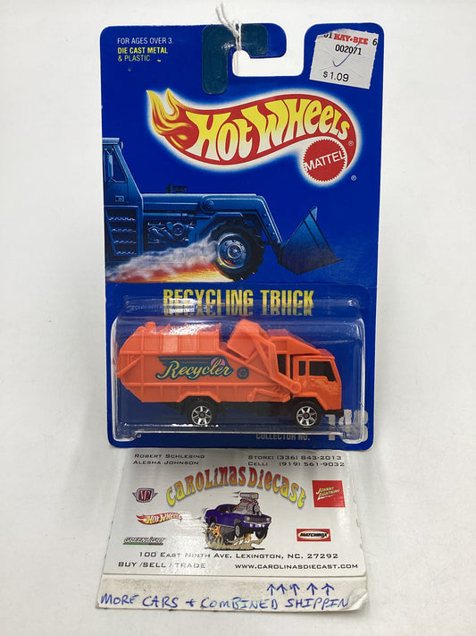 Hot Wheels Blue Card New Model Collector  No. 143 Recycling Truck Orange 7SP Wheels 239G